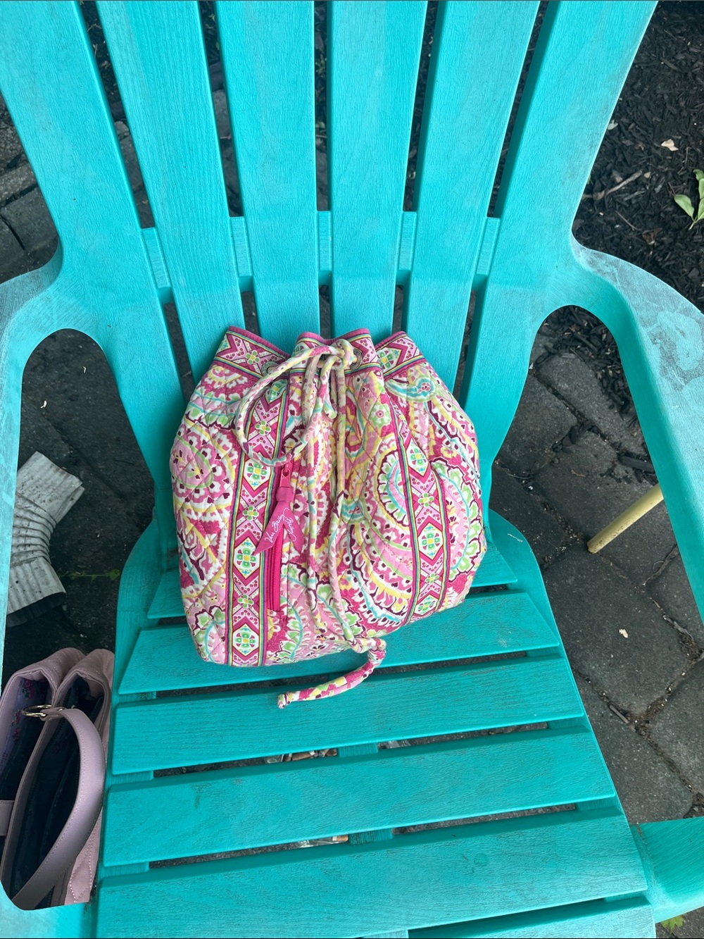 Vera Bradley Pink Paisley Drawstring Cosmetic Pouch